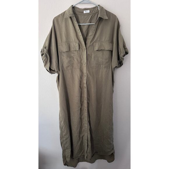 Babaton Aritzia womens Network Dress grunge green utility button down size L - Picture 3 of 9